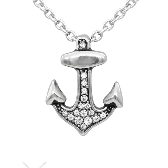Jewelry - Brilliant Anchor Necklace with Austrian Crystals Stainless Steel NWT